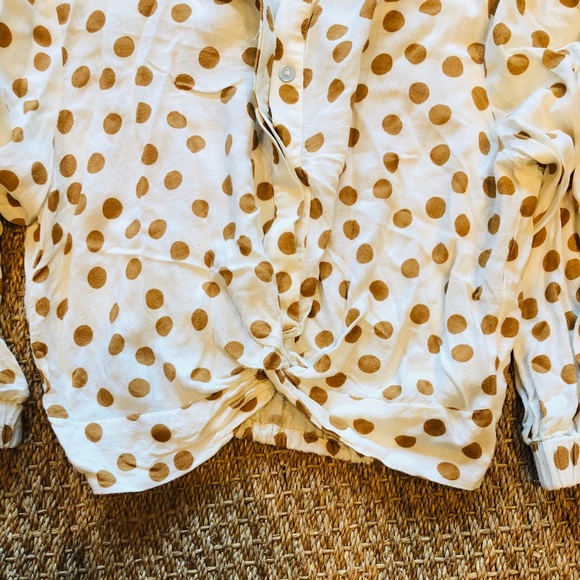 Cream and Brown/Orange Polka Dot Crop Top - Picture 3 of 4